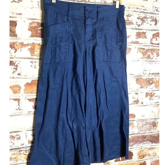 Anthropologie Level 99 Linen & Tencel Blend Wide Leg Capri Gauchos Pants - Picture 3 of 12